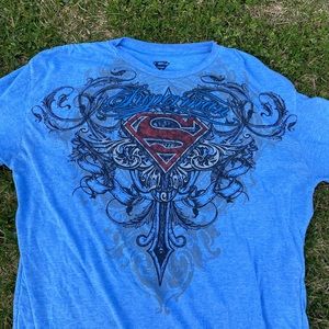 affliction like super man long sleeve blue t shirt